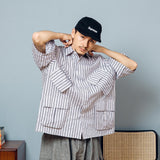 Military Fatigue Striped Shirt【AZR-BL-0001-021】