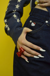 HELLO KITTY × NG logo paint denim