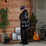 아가일 프린트 zip 카디건