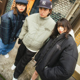 Checked fake down jacket