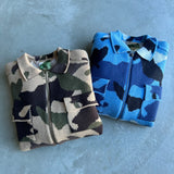 military camouflage zip knit cardigan