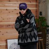 아가일 프린트 zip 카디건