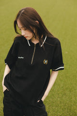 “ B”徽章針織polo襯衫