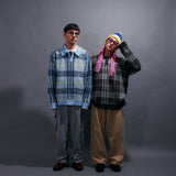 Brushed check loose knit