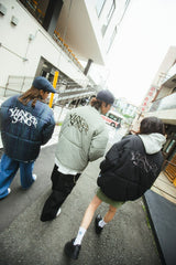 Checked fake down jacket