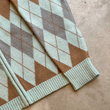 아가일 프린트 zip 카디건