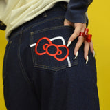 HELLO KITTY × NG logo paint denim
