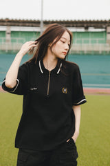 “ B”徽章針織polo襯衫