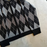 아가일 프린트 zip 카디건