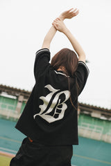 “ B”徽章針織polo襯衫