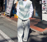 학생 냉담한 그라데이션 니트 조끼