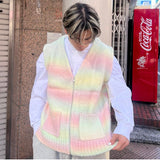 학생 냉담한 그라데이션 니트 조끼