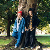 denim cargo tapered pants