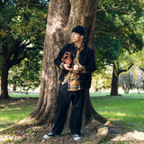 denim cargo tapered pants