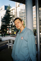 9090條紋長polo襯衫