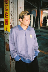 9090條紋長polo襯衫