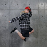 ombre檢查拉鍊鬆散的襯衫