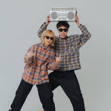 빈티지 컬러 체크 셔츠