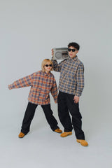 빈티지 컬러 체크 셔츠