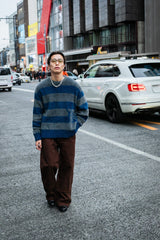 9090 X年輕歌曲Stripe船員頸編織