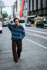 9090 X年輕歌曲Stripe船員頸編織