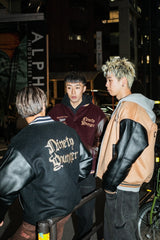 9090×younger song Old English Stadium Jacket