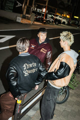 9090×younger song Old English Stadium Jacket