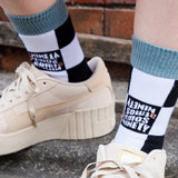 atmos pink × 9090 block check logo socks