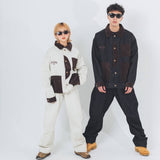 코듀로이 패치 전장 데님 바지