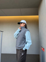 編織半拉鍊背心