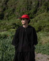 Wide loose henley neck T-shirt【AZR-BL-0001-039】