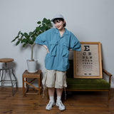 Military wide flap pocket short length shirt 【AZR-BL-0001-015】