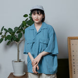 Military wide flap pocket short length shirt 【AZR-BL-0001-015】