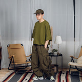 Wide loose waffle T-shirt 【AZR-BALLSY-22SS-AB】