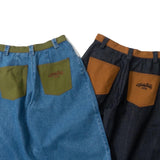 Color Pocket Balloon Denim Pants