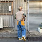 Color Pocket Denim Pants