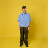 military drawcord striped shirt 【AZR-BALLSY-22SS-AAG 】