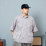 Military Fatigue Striped Shirt【AZR-BL-0001-021】