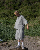 Wide loose henley neck T-shirt【AZR-BL-0001-039】