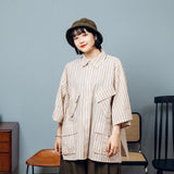 Military Fatigue Striped Shirt【AZR-BL-0001-021】