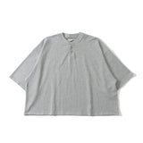 Wide loose henley neck T-shirt【AZR-BL-0001-039】
