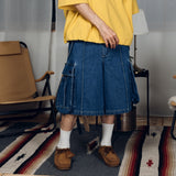 Military denim cargo shorts 【AZR-BL-0001-020】