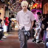 國王徽標開放式衣領襯衫