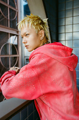 子弹标志水钻拉链连帽衫 