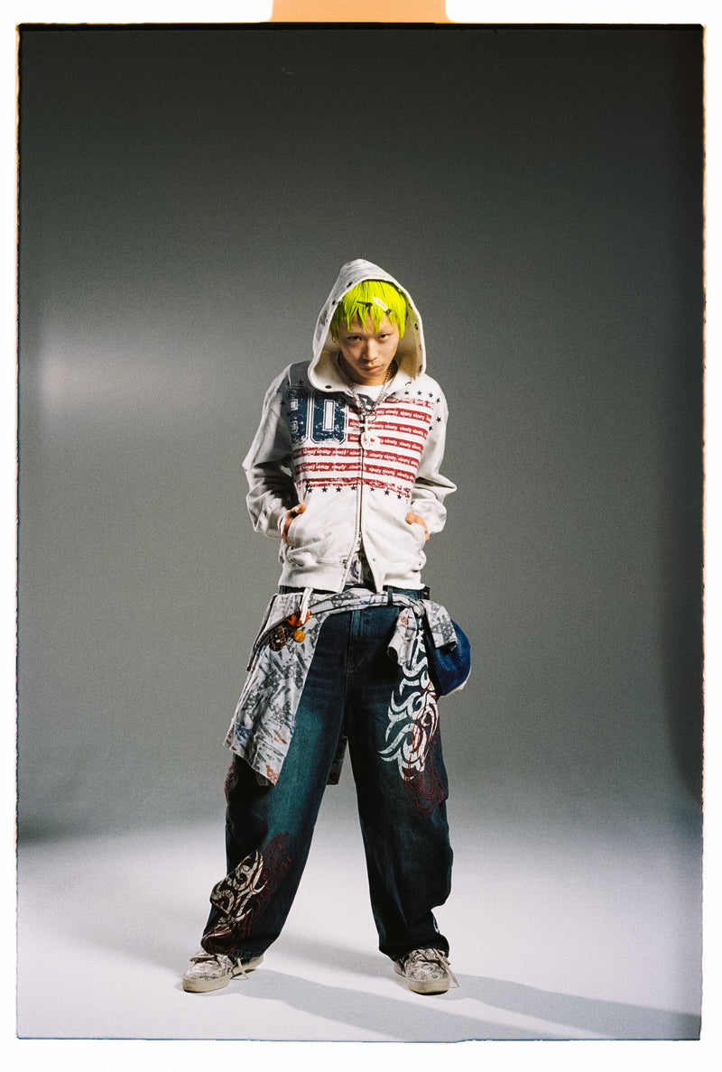 【タグ付き】AMI YOSHINARI Zip up jump suits American Flag Zip Hoodie – YZ