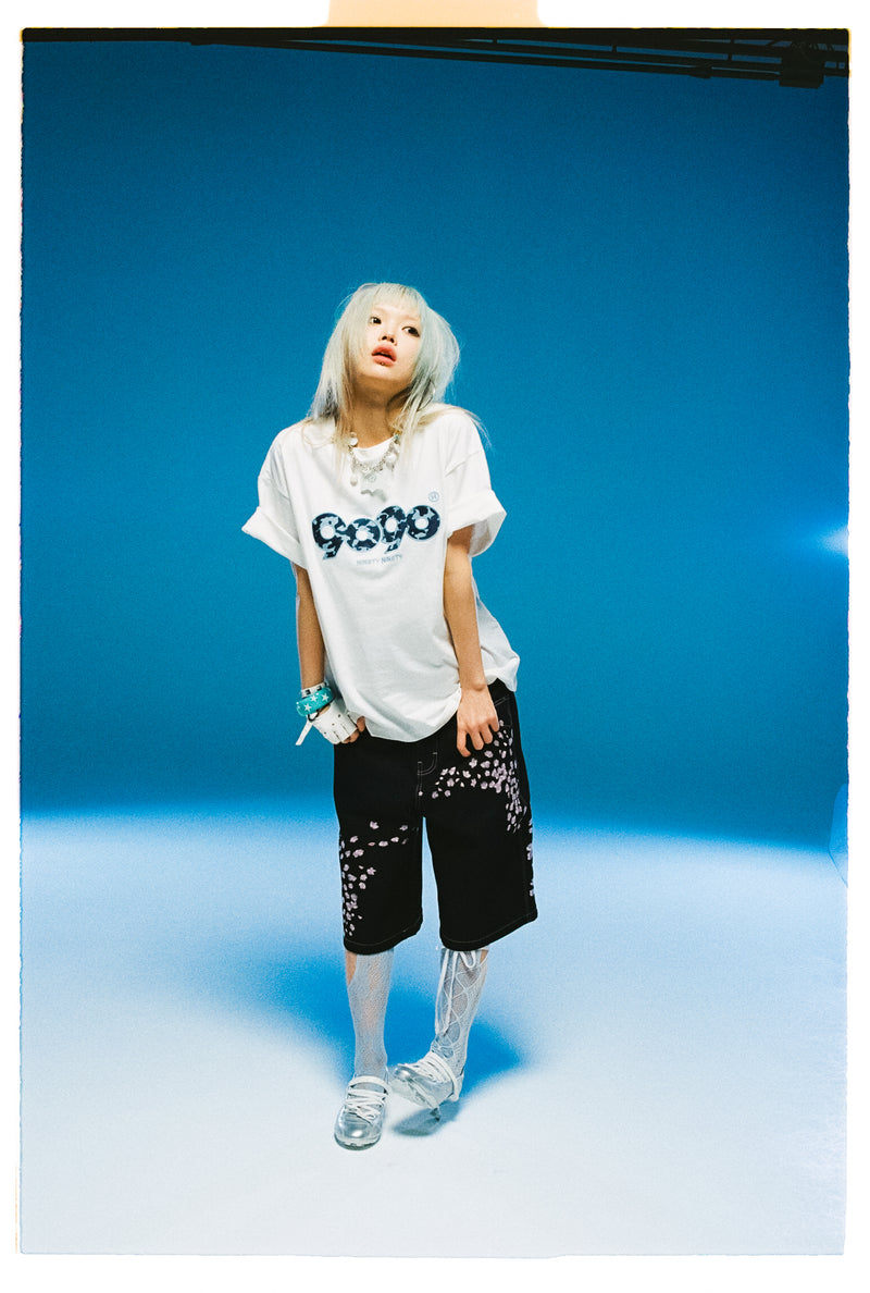 9090 OG Logo Tee (White×Blue Camo) – YZ