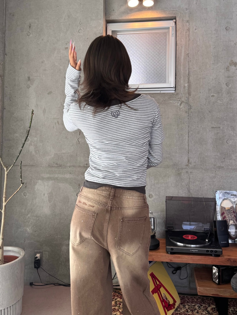 Layered border long tee