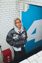 90 호스슈 로고 보더 집 후디 