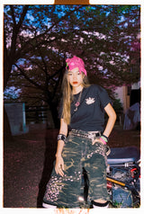 Sakura Embroidered Slub Buggy Jorts