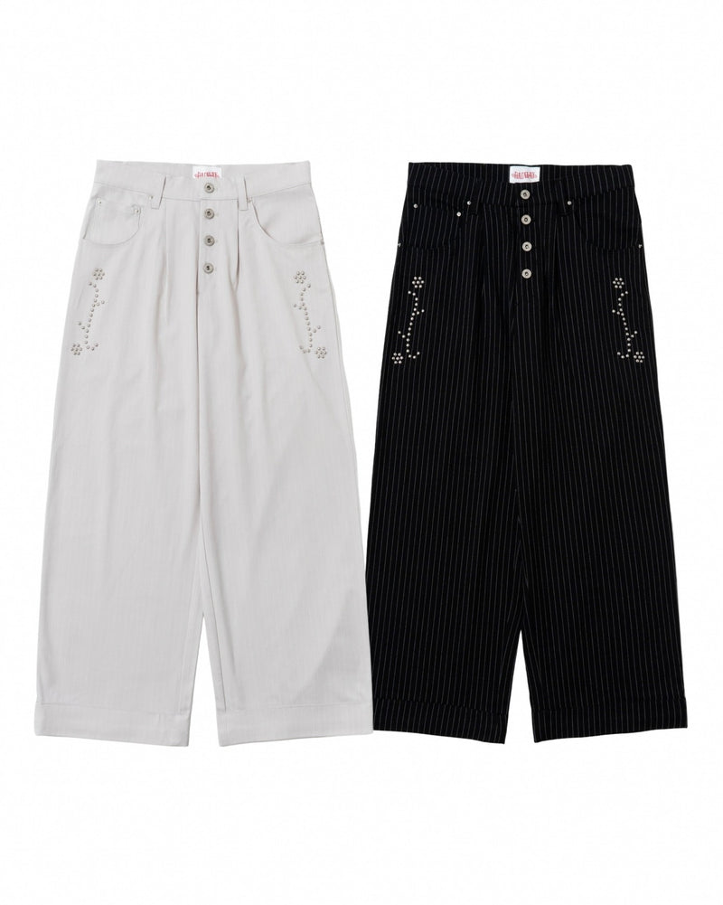 Flower studs stripe slacks – YZ
